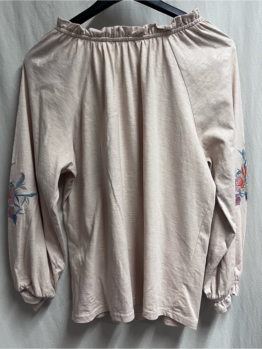 Women’s Solitaire Tan embroidered floral Peasant blouse Size XL Boho - Picture 10 of 10